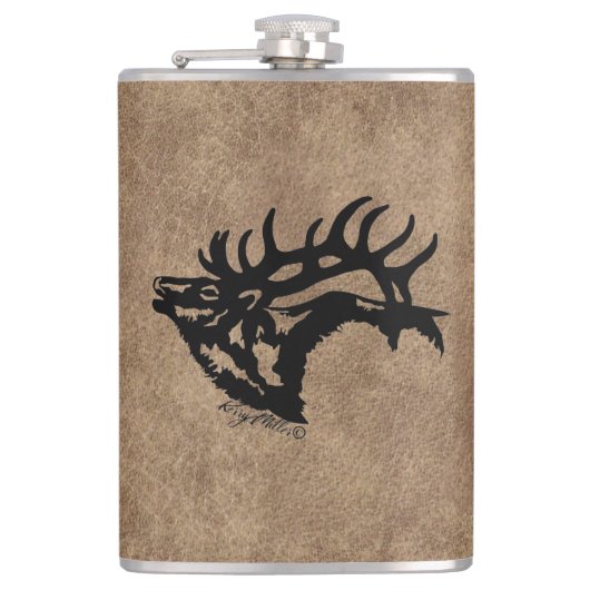 Bull Elk Flask Heupfles (Voorkant)