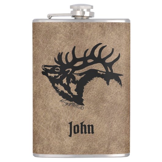 Bull Elk Flask Heupfles (Voorkant)