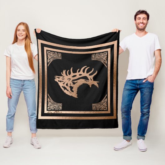 Bull Elk Fleece Blanket (In situ)