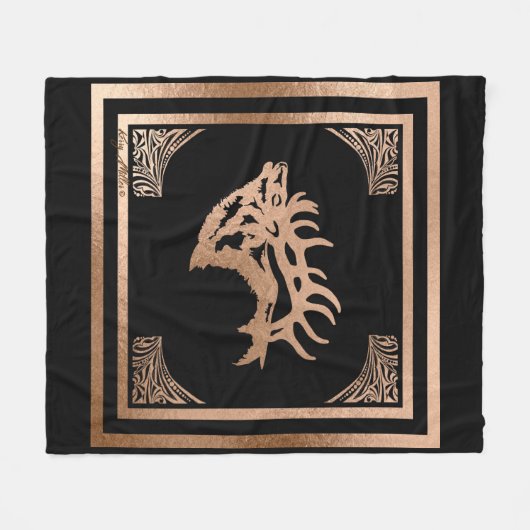 Bull Elk Fleece Blanket (Voorkant (Horizontaal))