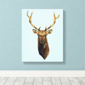 Bull Elk Head Animal natuur wildlife art Canvas Afdruk (Insitu (Houten vloer))