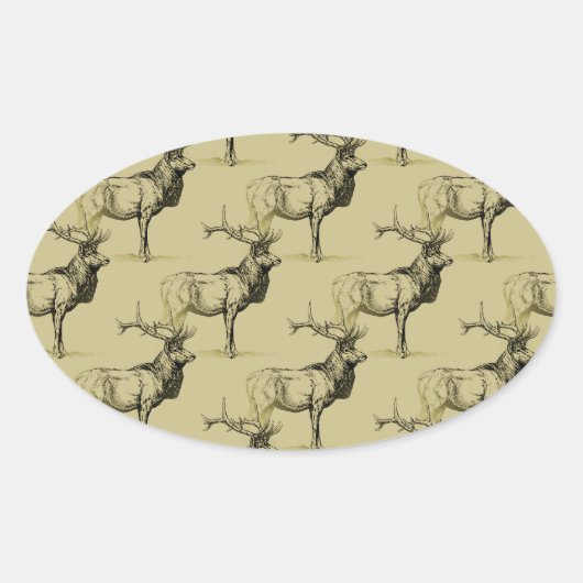 Bull Elk Hunters Wildlife Groot Spel Jachtgeweien Ovale Sticker (Voorkant)