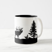 Bull Elk Hunting Tweekleurige Koffiemok (Voorkant rechts)