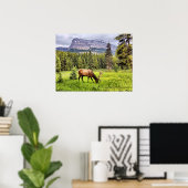 Bull Elk in Castle Mountain Banff National Park Poster (Thuiskantoor)
