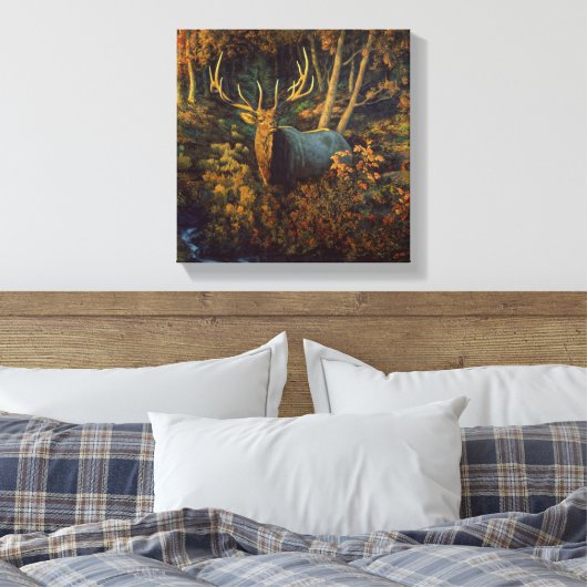 Bull Elk in het herfstbos Canvas Afdruk (Insitu (Slaapkamer))