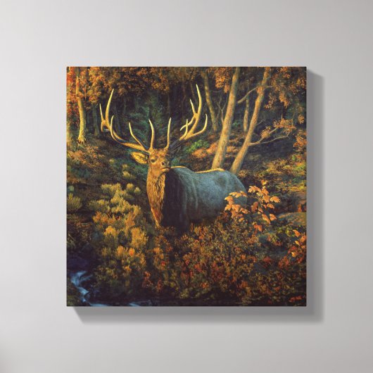 Bull Elk in het herfstbos Canvas Afdruk (Voorkant)