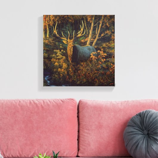 Bull Elk in het herfstbos Canvas Afdruk (Insitu (Woonkamer))