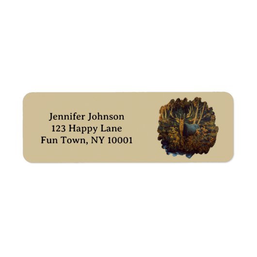 Bull Elk in het herfstbos Etiket (Voorkant)