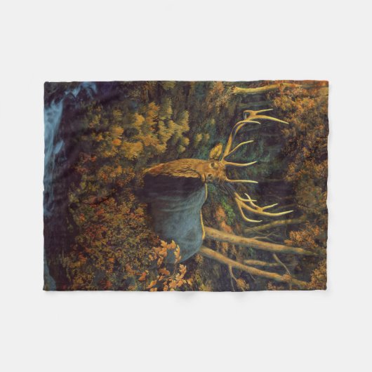 Bull Elk in het herfstbos Fleece Deken (Voorkant (Horizontaal))