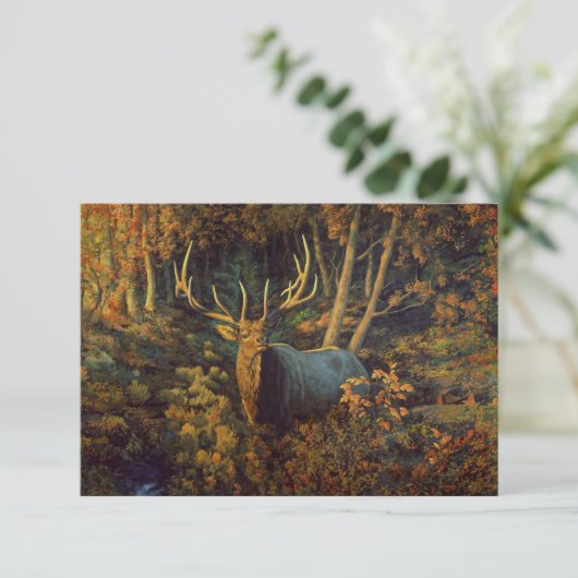 Bull Elk in het herfstbos Kaart (Staand voorkant)