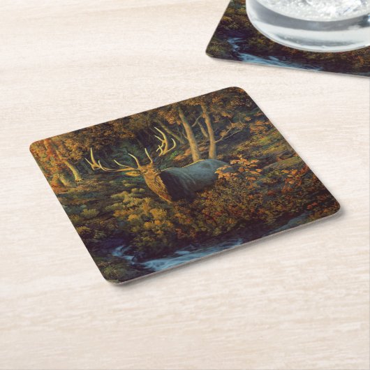 Bull Elk in het herfstbos Kartonnen Onderzetters (Schuin)