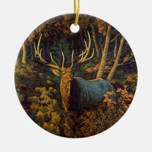 Bull Elk in het herfstbos Keramisch Ornament (Voorkant)