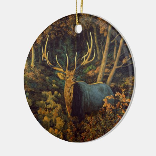 Bull Elk in het herfstbos Keramisch Ornament (Links)