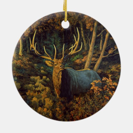 Bull Elk in het herfstbos Keramisch Ornament (Achterkant)