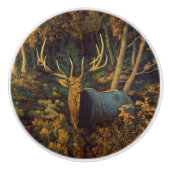 Bull Elk in het herfstbos Keramische Knop (Voorkant)