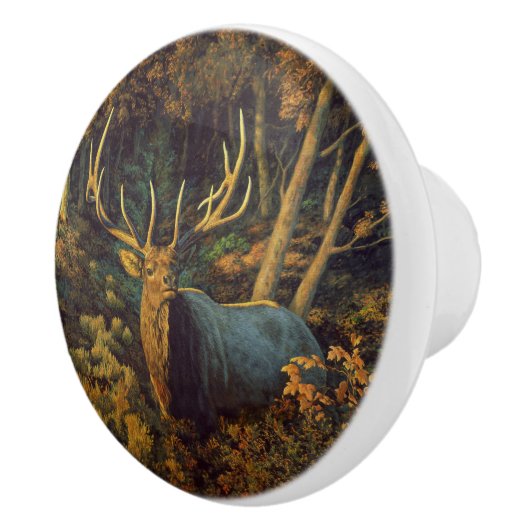 Bull Elk in het herfstbos Keramische Knop (Rechts)