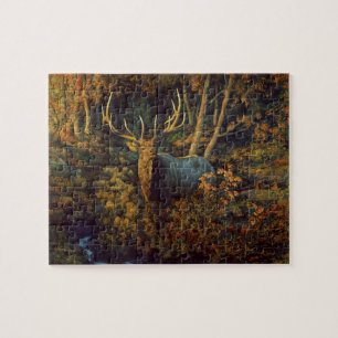 Bull Elk in het herfstbos Legpuzzel