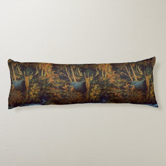 Bull Elk in het herfstbos Lichaamskussen (Achterkant)