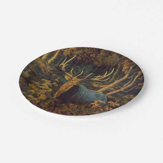 Bull Elk in het herfstbos Papieren Bordje (Gekanteld)