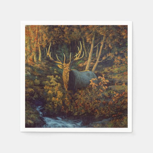 Bull Elk in het herfstbos Servet (Voorkant)