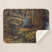 Bull Elk in het herfstbos Sherpa Deken (Voorkant (horizontaal))