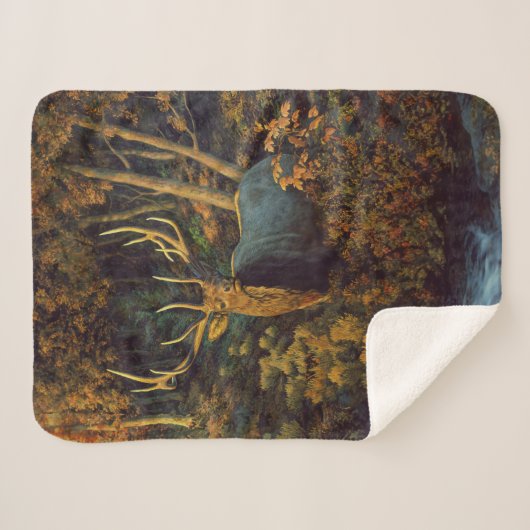 Bull Elk in het herfstbos Sherpa Deken (Voorkant (horizontaal))