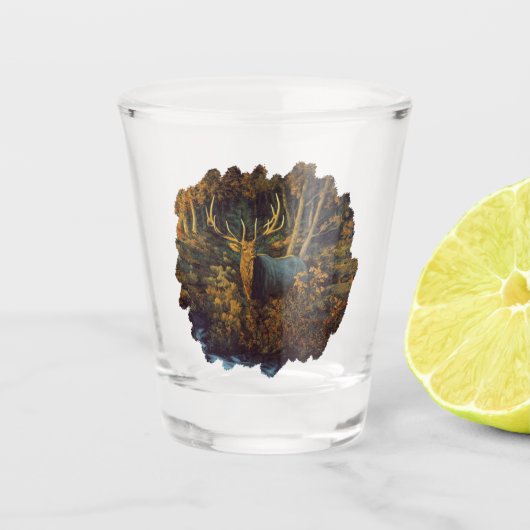 Bull Elk in het herfstbos Shot Glas (Voorkant)