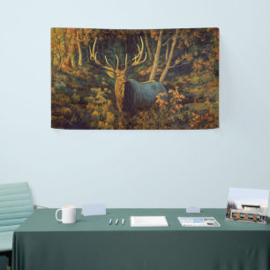 Bull Elk in het herfstbos Spandoek