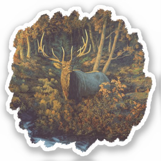Bull Elk in het herfstbos Sticker (Voorkant)