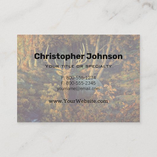 Bull Elk in het herfstbos Visitekaartje (Achterkant)