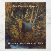 Bull Elk in het herfstbos Wijn Etiket (Enkel label)