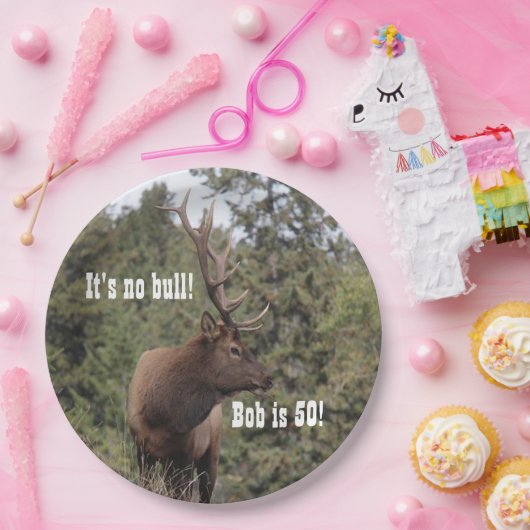 Bull Elk in Jasper, Alberta 50th Birthday Papieren Bordje (Feest)