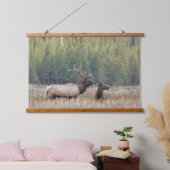 Bull Elk in Meadow | Nationaal Park Yellowstone Hangend Wandkleed (Slaapkamer)
