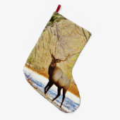 Bull elk in Sneeuw Grote Kerstsok (Voorkant (Hangend))