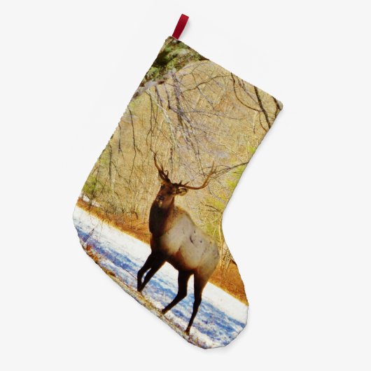 Bull elk in Sneeuw Grote Kerstsok (Voorkant (Hangend))