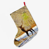 Bull elk in Sneeuw Grote Kerstsok (Achterkant (Hangend))