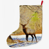 Bull elk in Sneeuw Grote Kerstsok (Achterkant)