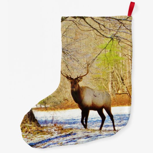 Bull elk in Sneeuw Grote Kerstsok (Achterkant)
