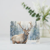 Bull Elk in Winter Snow Wildlife Briefkaart (Staand voorkant)