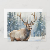 Bull Elk in Winter Snow Wildlife Briefkaart (Voorkant / Achterkant)