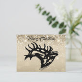 Bull Elk kerstBriefkaart Briefkaart (Staand voorkant)