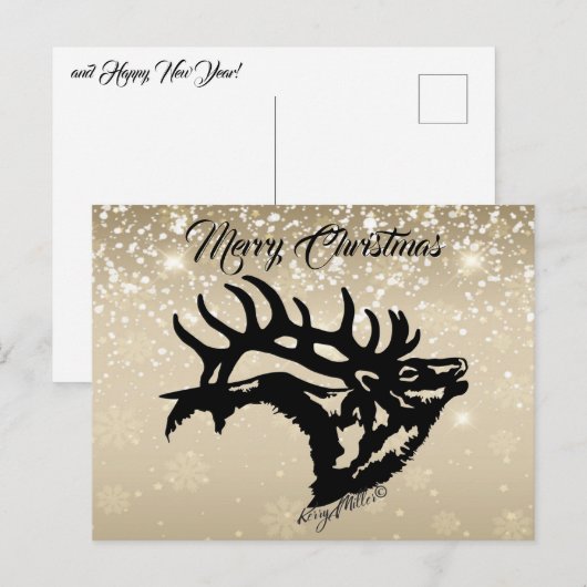 Bull Elk kerstBriefkaart Briefkaart (Voorkant / Achterkant)