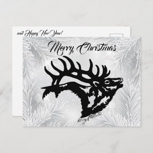 Bull Elk kerstBriefkaart Briefkaart (Voorkant / Achterkant)