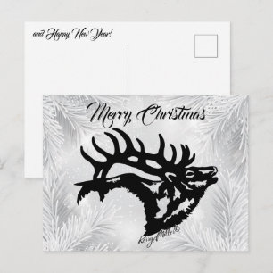 Bull Elk kerstBriefkaart Briefkaart