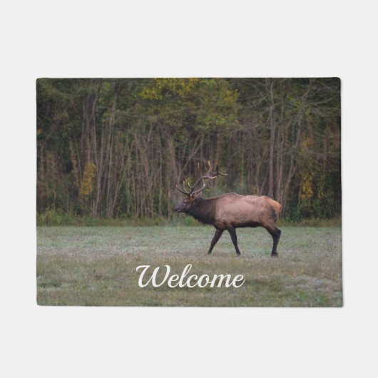 Bull Elk Morning Walk Welkom Doormat Deurmat (Voorkant)