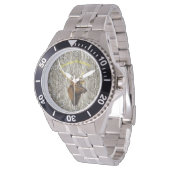 Bull Elk op Rustic Wood achtergrond Horloge (Gekanteld)