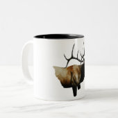 Bull Elk Painting op aanpasbare producten Tweekleurige Koffiemok (Voorkant links)