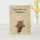 Bull Elk photo (head and shoulders) Father's Day Kaart (Gele Bloem)