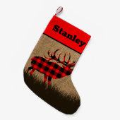 Bull Elk Pset Burlap kerststal Kleine Kerstsok (Voorkant (Hangend))