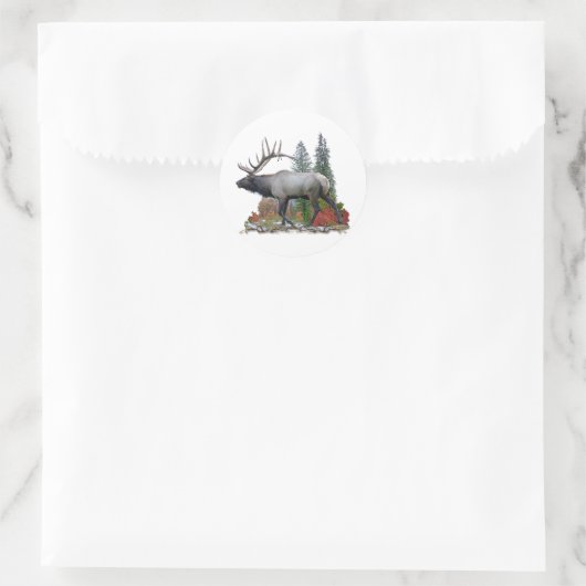 Bull Elk Ronde Sticker (Tas)